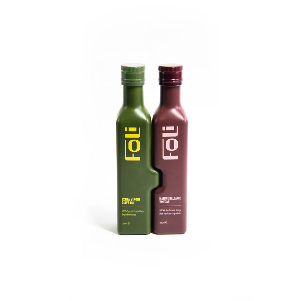FOLI premium olive oil and balsamic interlocking bottle due set